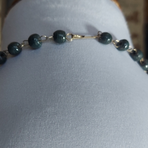 Mayan Sundial Green Dyed Alabaster Medallion Sculpted bars and round beads - Picture 14 of 15